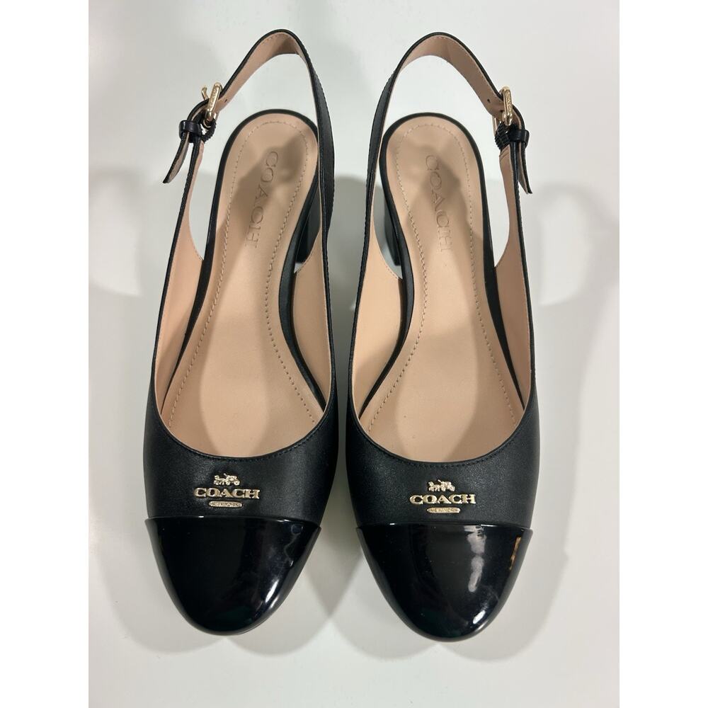 Coach Erica Leather Slingbacks Black Patent FG4251 - Size 8B - Picture 2 of 7